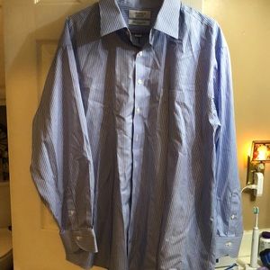 Daniel Cremieux men’s dress shirt French blue and white stripe size 18-35